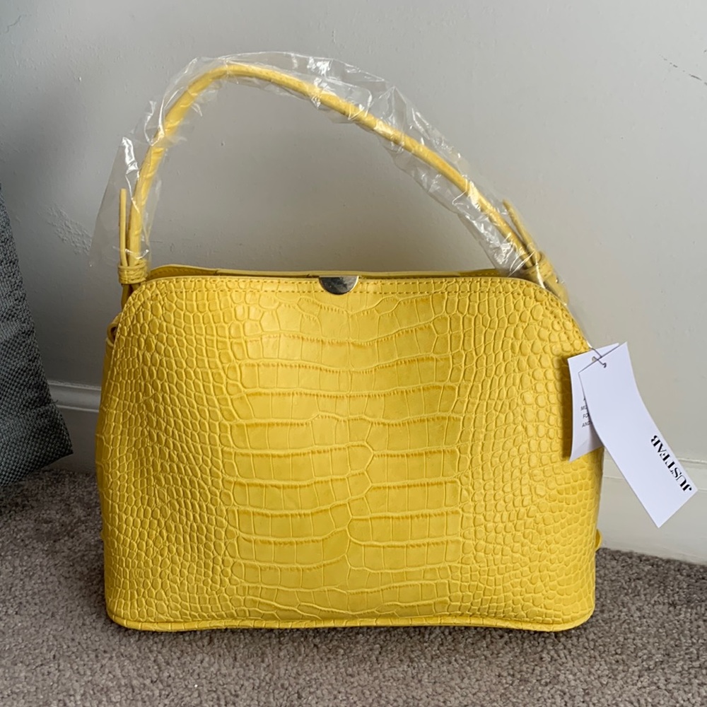 NWT Just Fab Yellow Croc Handbag
